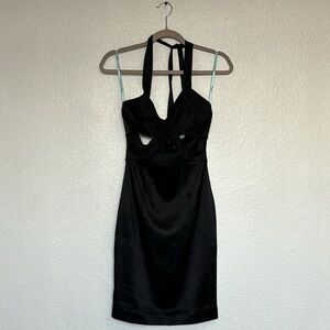 MARCIANO black satin dress with opening in the belly  very sexy size XS